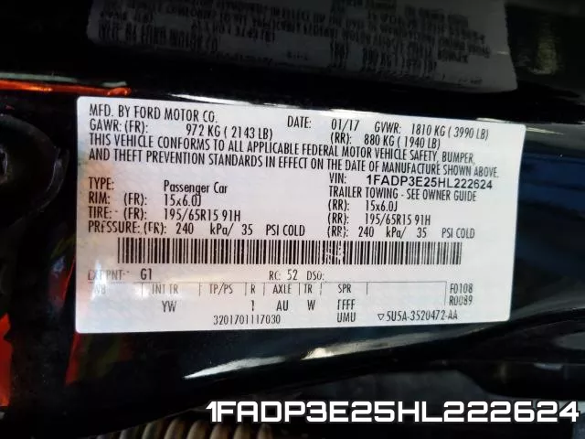 1FADP3E25HL222624 фото 2