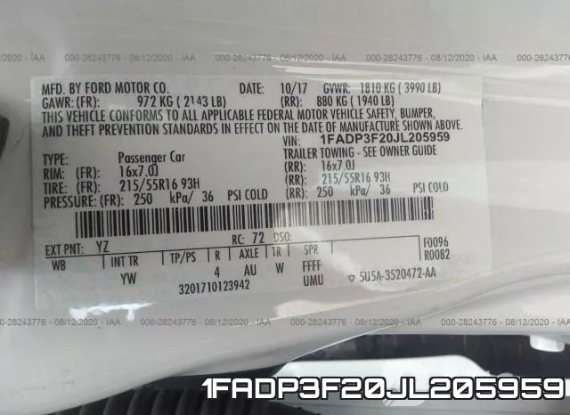 1FADP3F20JL205959 фото 10