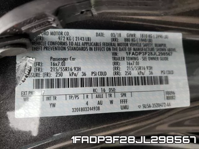 1FADP3F28JL298567 фото 2