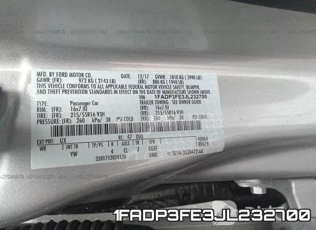 1FADP3FE3JL232700 фото 10