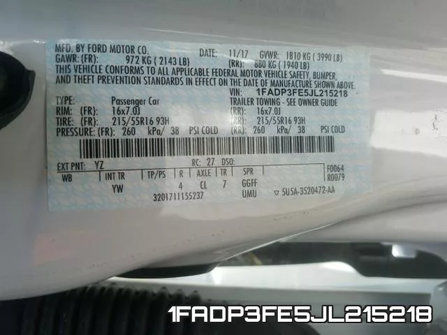 1FADP3FE5JL215218 фото 2