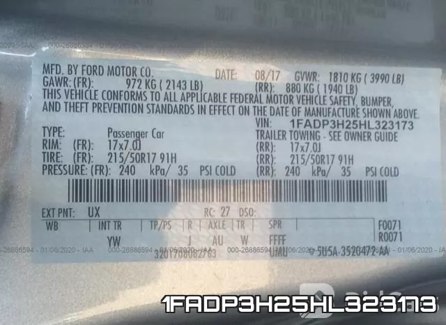 1FADP3H25HL323173 фото 10