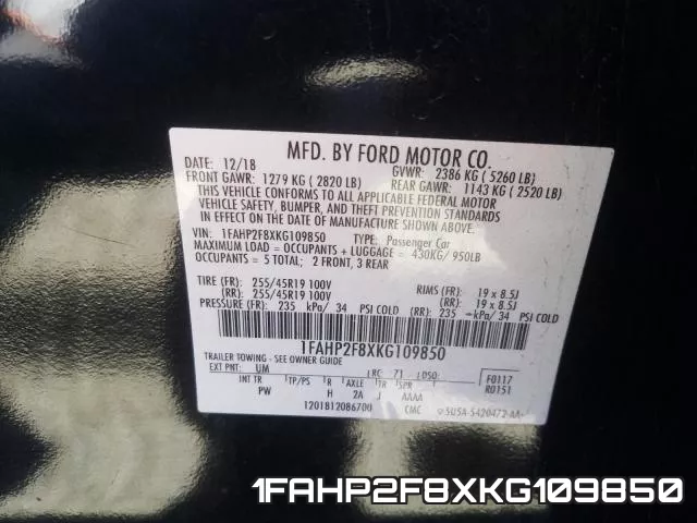 1FAHP2F8XKG109850 фото 2