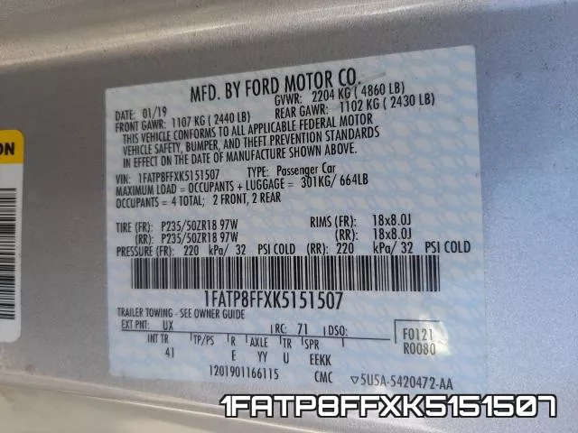 1FATP8FFXK5151507 фото 2