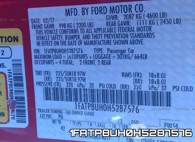 1FATP8UH0H5287576 фото 10