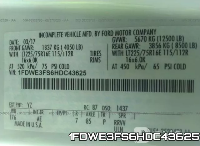 1FDWE3FS6HDC43625 фото 10