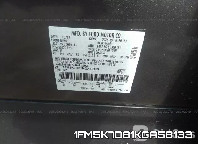 1FM5K7D81KGA58133 фото 9