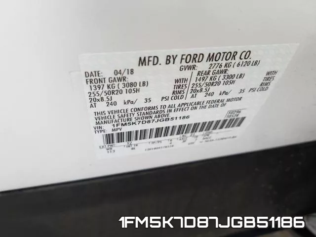 1FM5K7D87JGB51186 фото 2