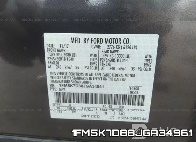 1FM5K7D88JGA34961 фото 10