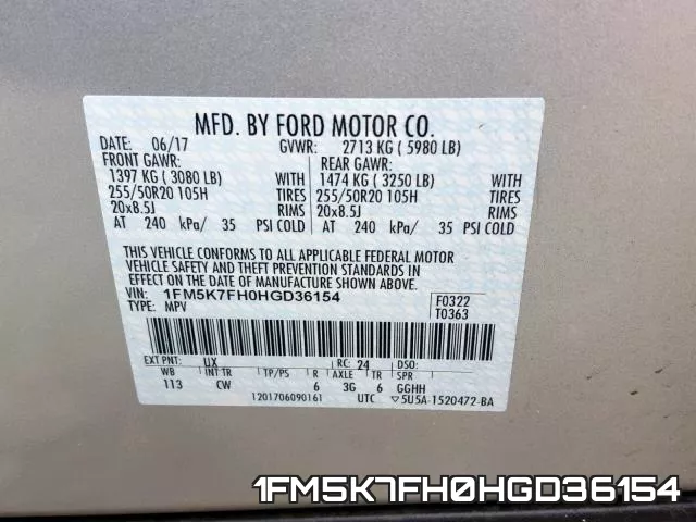 1FM5K7FH0HGD36154 фото 2