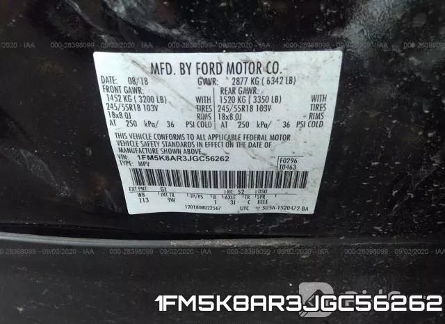 1FM5K8AR3JGC56262 фото 10