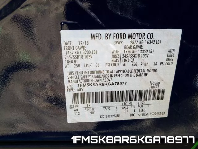 1FM5K8AR6KGA78977 фото 2