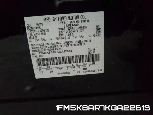 1FM5K8AR7KGA22613 фото 2