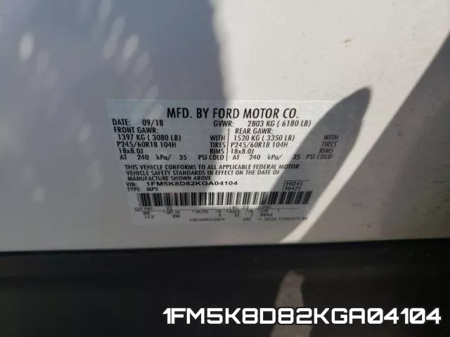 1FM5K8D82KGA04104 фото 2