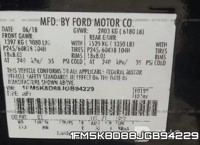 1FM5K8D88JGB94229 фото 10