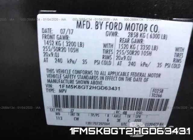 1FM5K8GT2HGD63431 фото 10