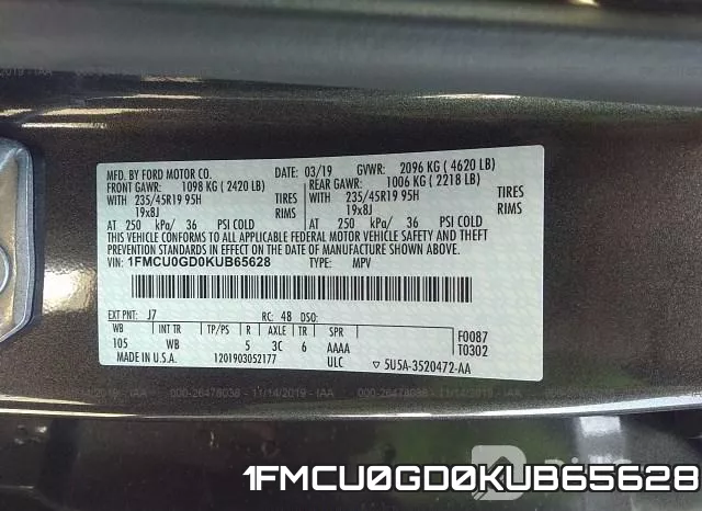 1FMCU0GD0KUB65628 фото 10