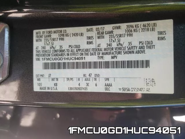 1FMCU0GD1HUC94051 фото 2