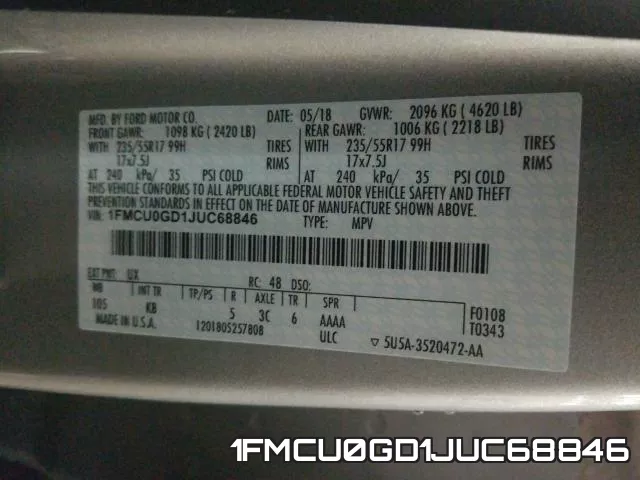 1FMCU0GD1JUC68846 фото 2