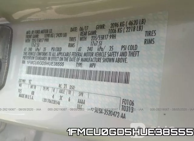 1FMCU0GD5HUE38555 фото 10