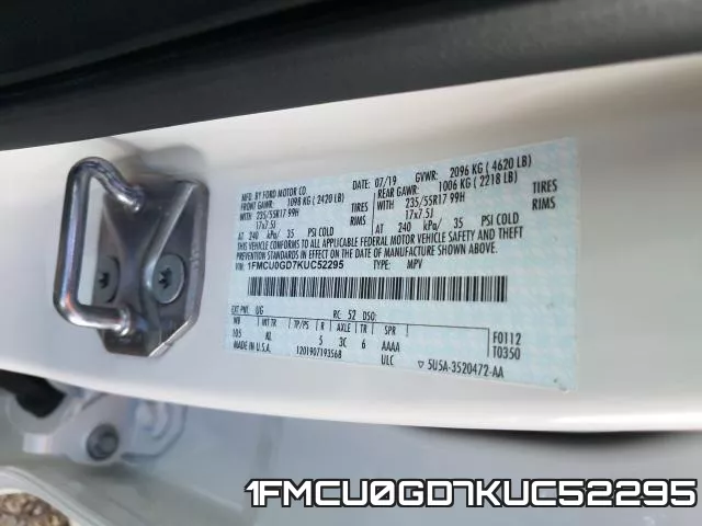 1FMCU0GD7KUC52295 фото 2