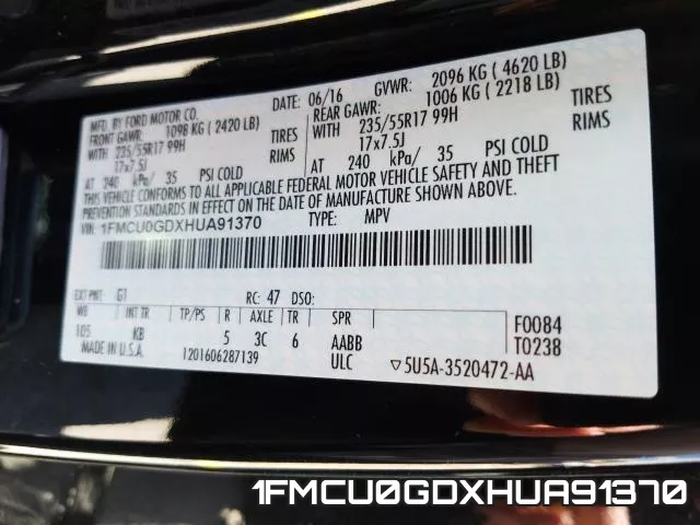 1FMCU0GDXHUA91370 фото 2
