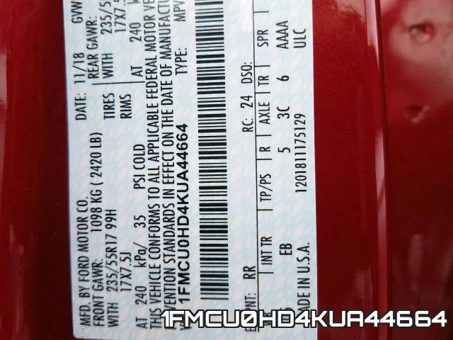 1FMCU0HD4KUA44664 фото 2