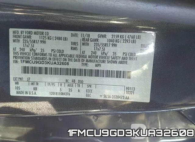 1FMCU9GD3KUA32608 фото 10