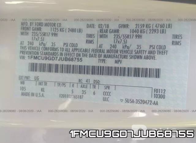 1FMCU9GD7JUB68755 фото 10