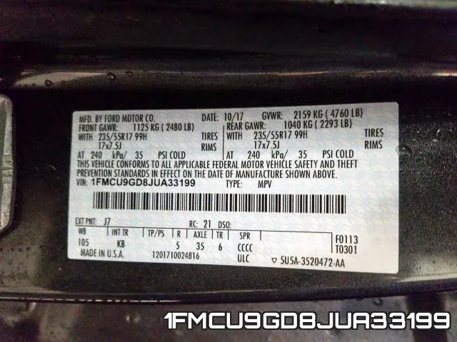 1FMCU9GD8JUA33199 фото 2
