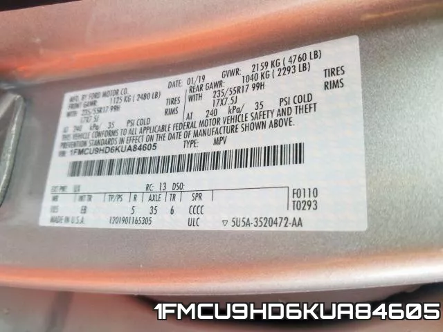 1FMCU9HD6KUA84605 фото 2