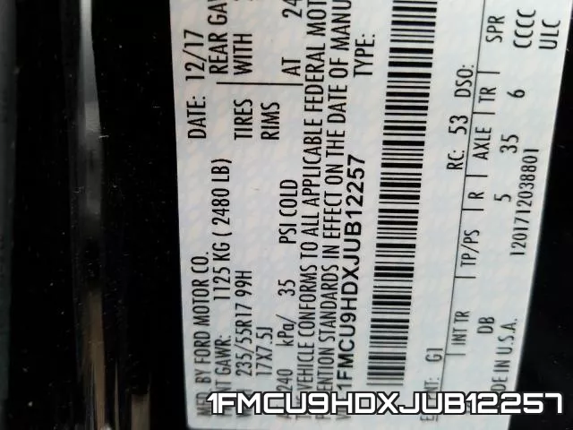 1FMCU9HDXJUB12257 фото 2