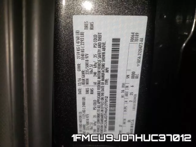 1FMCU9JD7HUC37012 фото 2