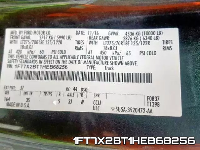 1FT7X2BT1HEB68256 фото 2