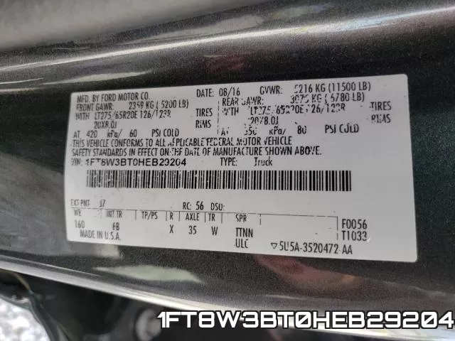 1FT8W3BT0HEB29204 фото 2