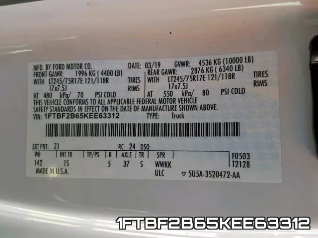 1FTBF2B65KEE63312 фото 2