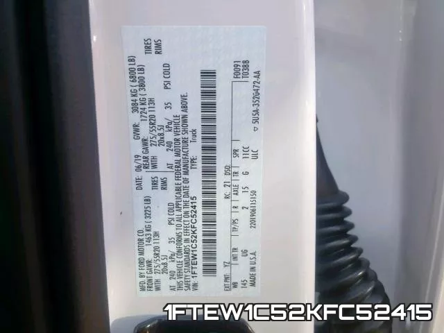 1FTEW1C52KFC52415 фото 2