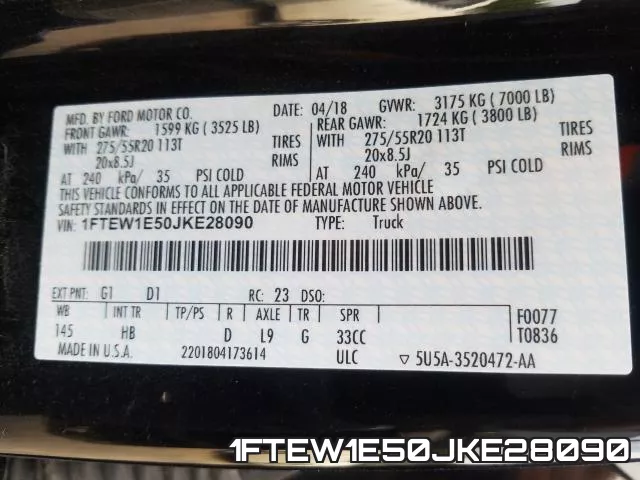 1FTEW1E50JKE28090 фото 2