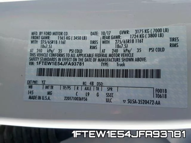 1FTEW1E54JFA93781 фото 2