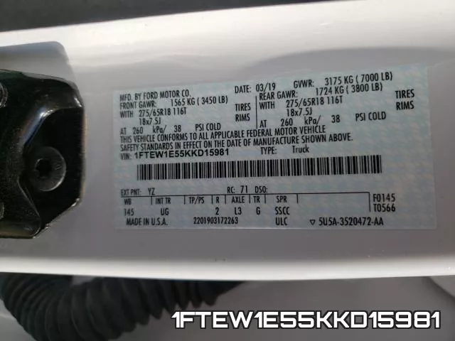 1FTEW1E55KKD15981 фото 2