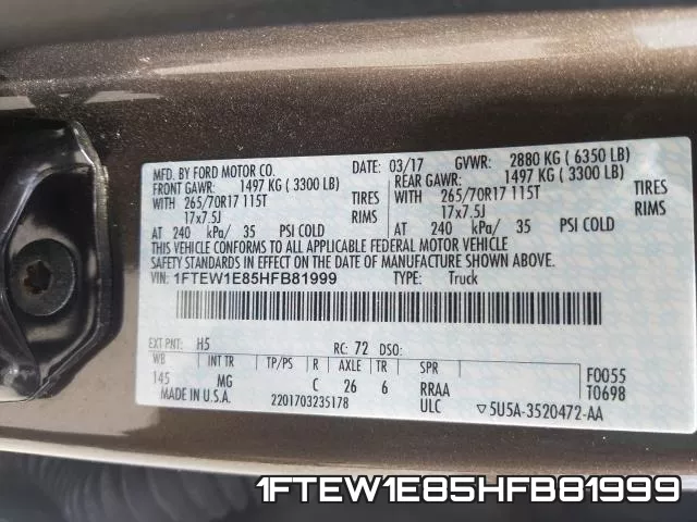 1FTEW1E85HFB81999 фото 2