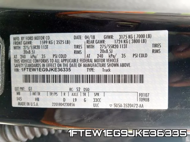 1FTEW1EG9JKE36335 фото 2