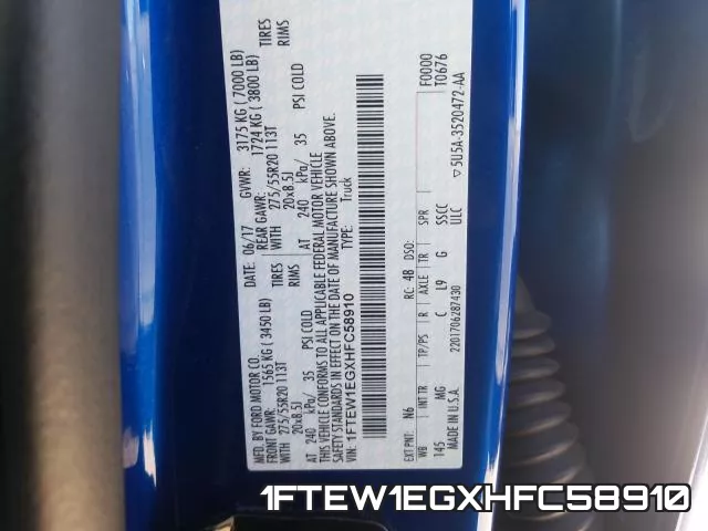 1FTEW1EGXHFC58910 фото 2
