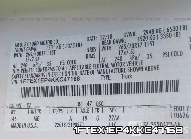 1FTEX1EP4KKC47168 фото 10