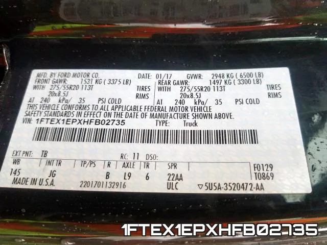 1FTEX1EPXHFB02735 фото 2