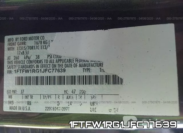 1FTFW1RG1JFC77639 фото 10