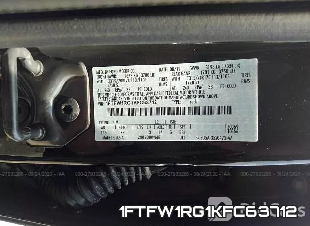 1FTFW1RG1KFC63712 фото 10