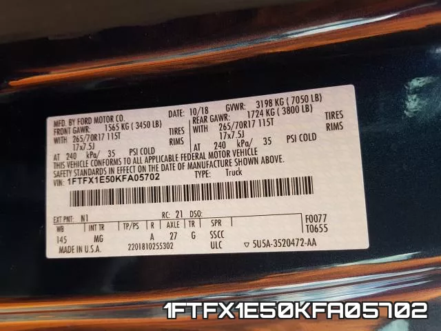 1FTFX1E50KFA05702 фото 2