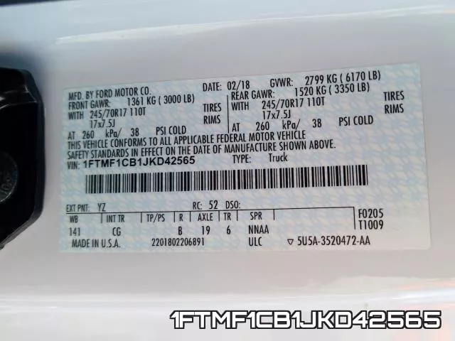1FTMF1CB1JKD42565 фото 2