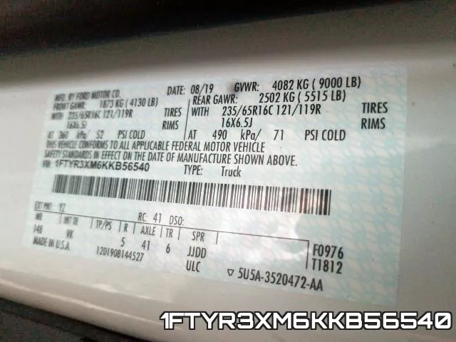 1FTYR3XM6KKB56540 фото 2